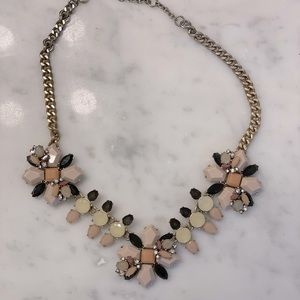 J. Crew cluster necklace- pale pink, cream, black stones